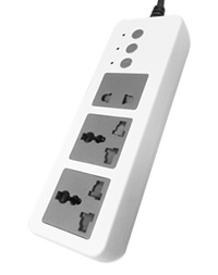 與家中電器連接(限機械式開關電器) 以進行遠端控制。 具電力過載保護功能,電力使用負載超過10安培,時間超過2秒時,會立即進行斷電。